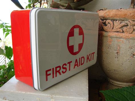 old vintage metal first aid box|vintage style first aid box.